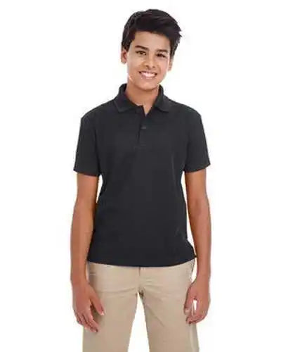 Core 365 88181y Youth Origin Performance Pique Polo - Black