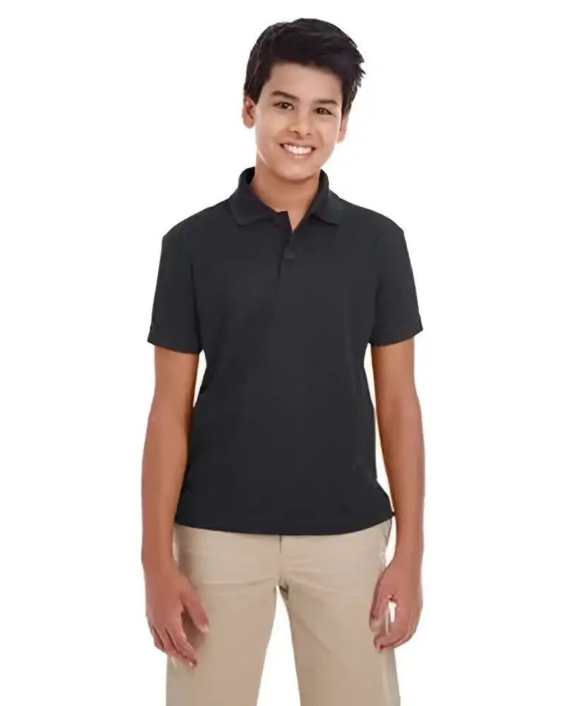 Core 365 88181y Youth Origin Performance Pique Polo Black