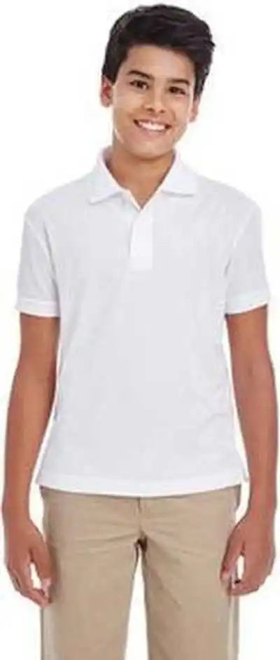 Core 365 88181y Youth Origin Performance Pique Polo - White