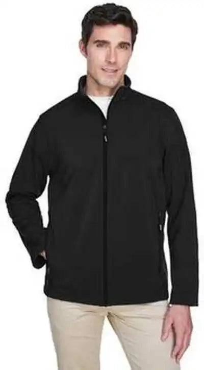 Core 365 88184t Men’s Tall Cruise Two-layer Fleece Bonded Softshell Jacket - Black