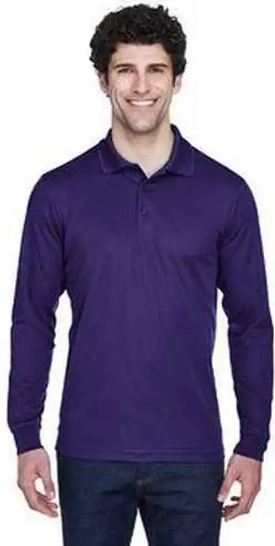 Core 365 88192 Men’s Pinnacle Performance Long Sleeve Pique Polo Campus Purple