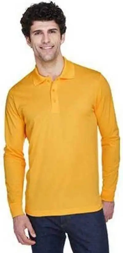 Core365 88192 Men’s Pinnacle Performance Long-sleeve Pique Polo - Campus Gold