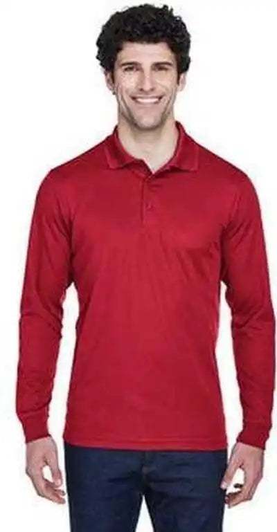 Core 365 88192 Men’s Pinnacle Performance Long Sleeve Pique Polo Red