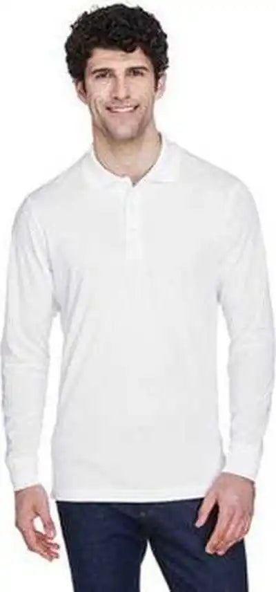 Core 365 88192 Men’s Pinnacle Performance Long-sleeve Pique Polo - White