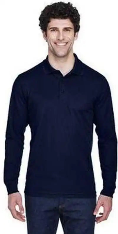 Core 365 88192 Men’s Pinnacle Performance Long Sleeve Pique Polo Navy