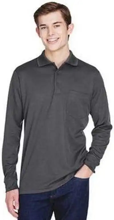 Core 365 88192p Adult Pinnacle Performance Long-sleeve Pique Polo with Pocket - Carbon