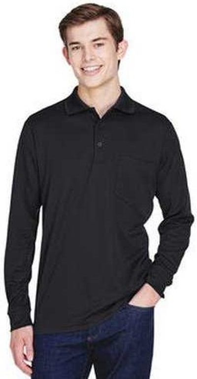 Core 365 88192p Adult Pinnacle Performance Long-sleeve Pique Polo with Pocket - Black