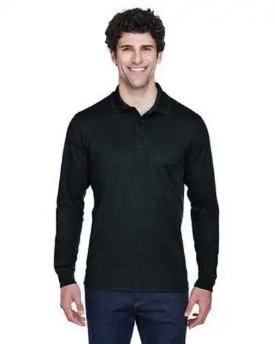 Core 365 88192t Men’s Tall Pinnacle Performance Long Sleeve Pique Polo Black