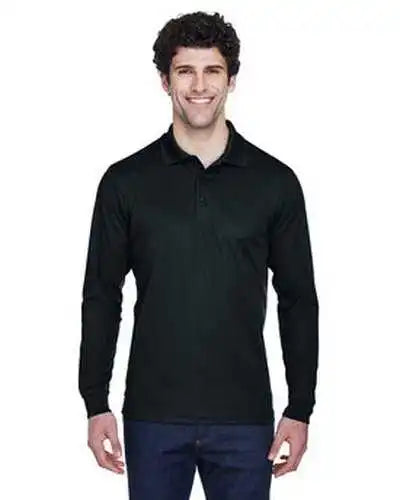Core 365 88192t Men’s Tall Pinnacle Performance Long Sleeve Pique Polo Black