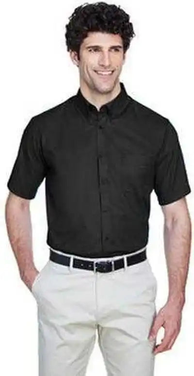 Core 365 88194t Men’s Tall Optimum Short-sleeve Twill Shirt - Black