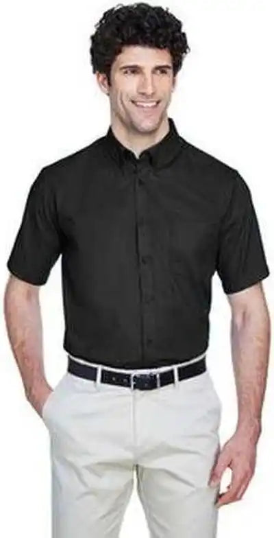 Core 365 88194t Men’s Tall Optimum Short-sleeve Twill Shirt - Black