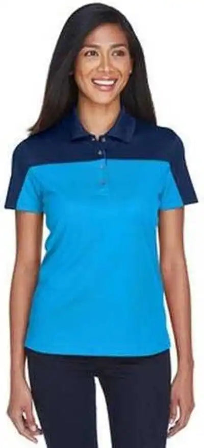 Core 365 Ce101w Ladies’ Balance Colorblock Performance Pique Polo - Elc Blue Cl Navy