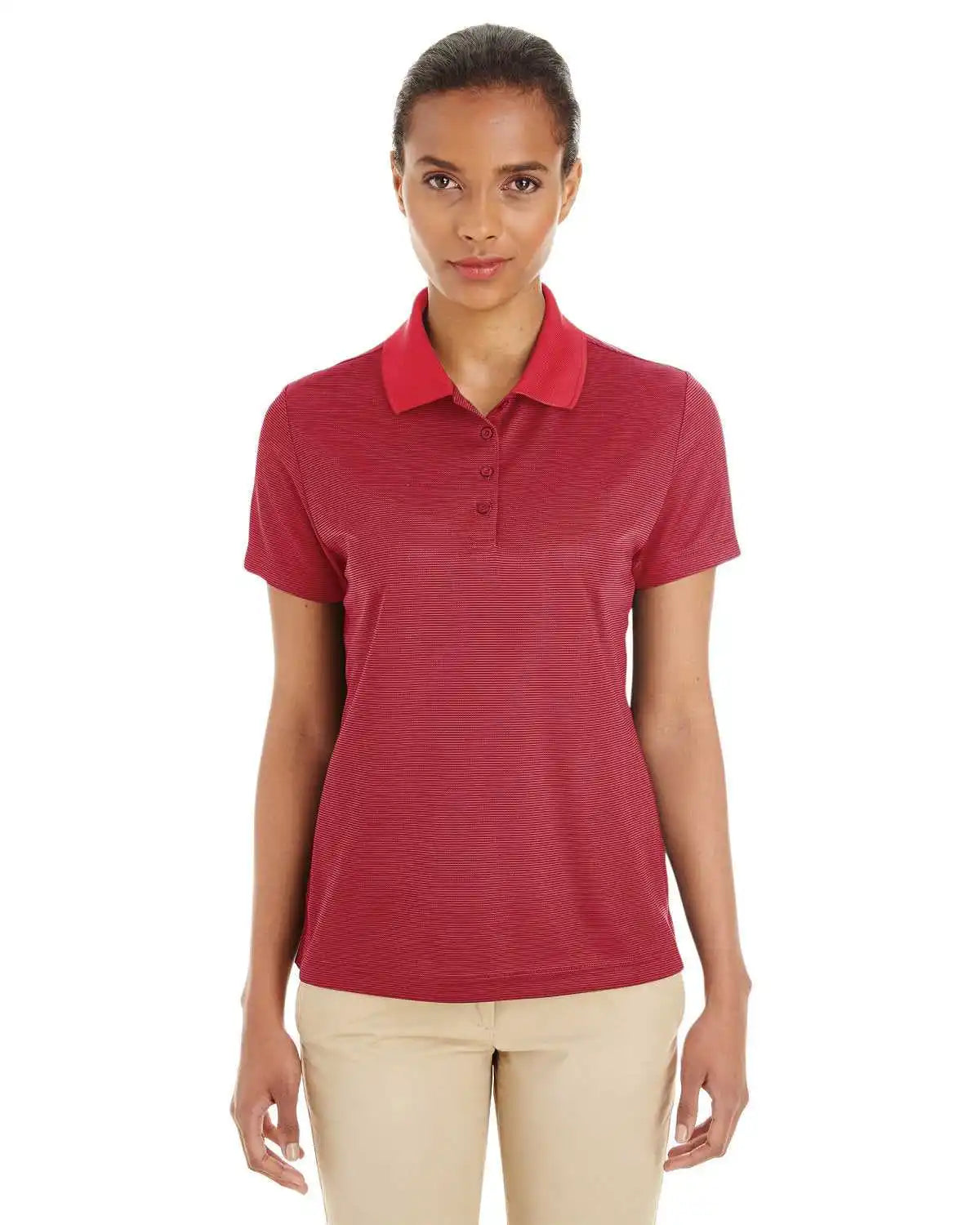 Core 365 Ce102w Ladies’ Express Microstripe Performance Pique Polo - Red Carbon
