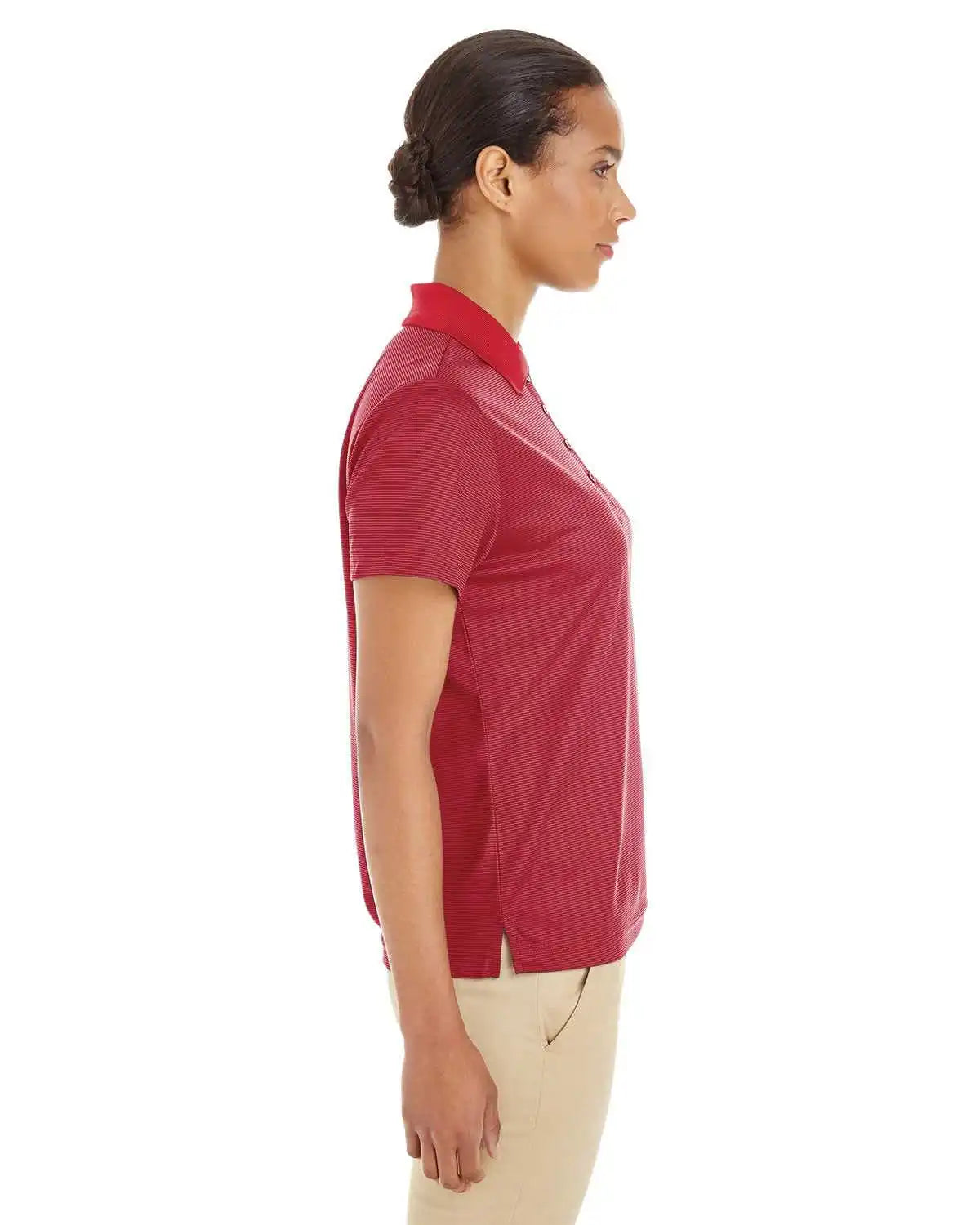 Core 365 Ce102w Ladies’ Express Microstripe Performance Pique Polo - Red Carbon