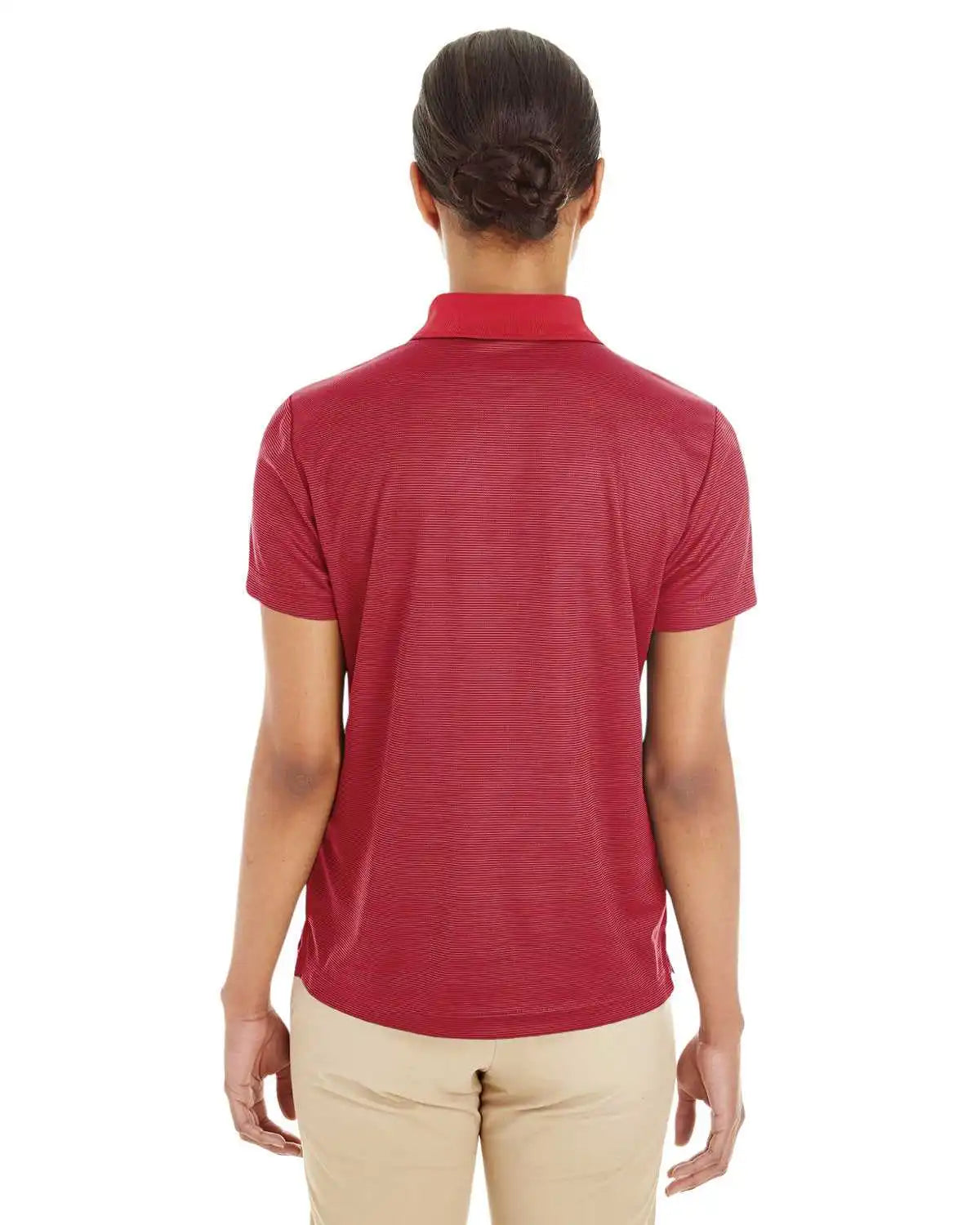 Core 365 Ce102w Ladies’ Express Microstripe Performance Pique Polo - Red Carbon
