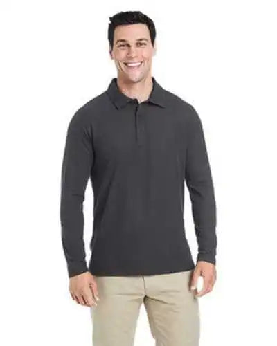 Core 365 Ce112l Men’s Fusion Chromasoft Long-sleeve Pique Polo - Carbon