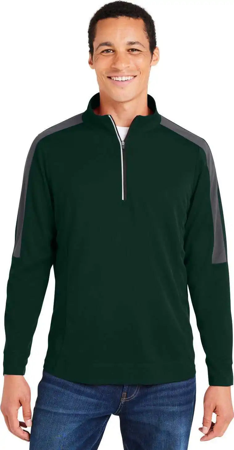 Core 365 Ce404 Men’s Market Snag Protect Mesh Colorblock Quarter-zip - Forest