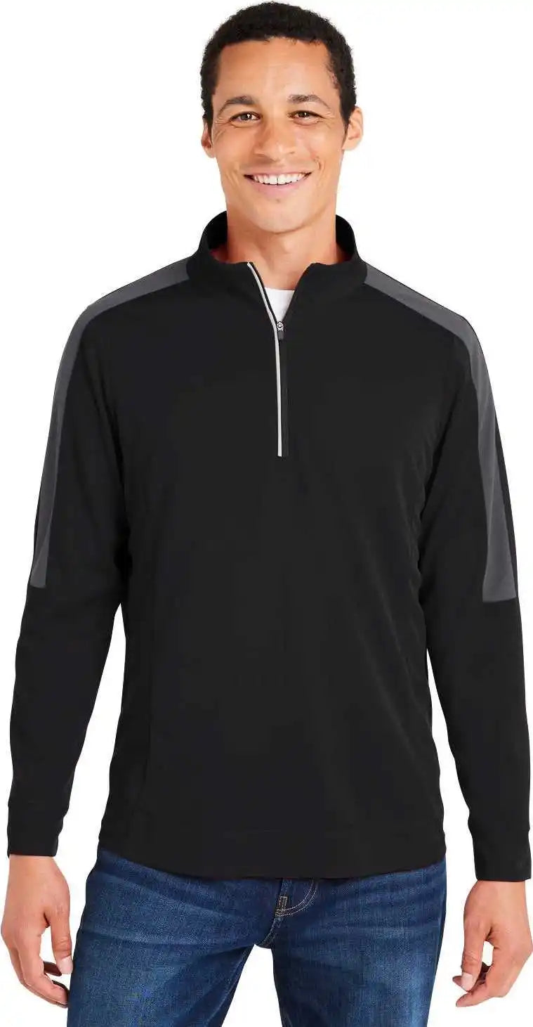 Core 365 Ce404 Men’s Market Snag Protect Mesh Colorblock Quarter-zip - Black