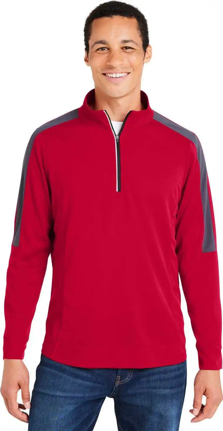 Core 365 Ce404 Men’s Market Snag Protect Mesh Colorblock Quarter-zip - Classc Red