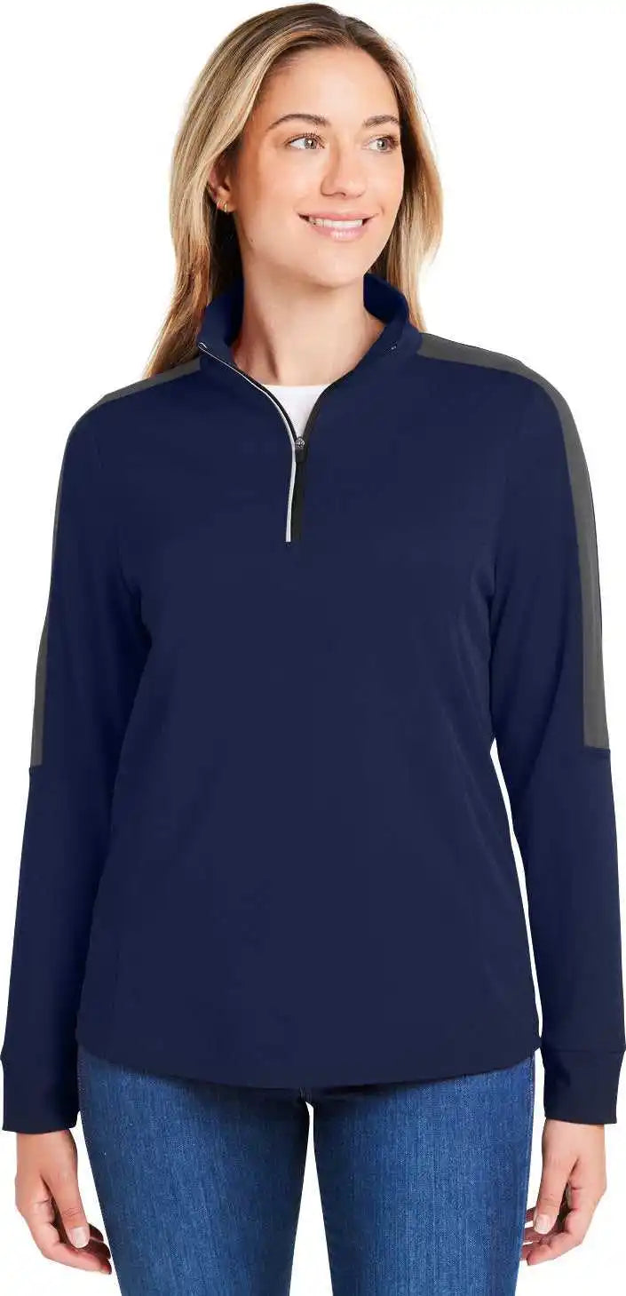 Core 365 Ce404w Ladies’ Market Snag Protect Mesh Colorblock Quarter-zip - Classc Nvy