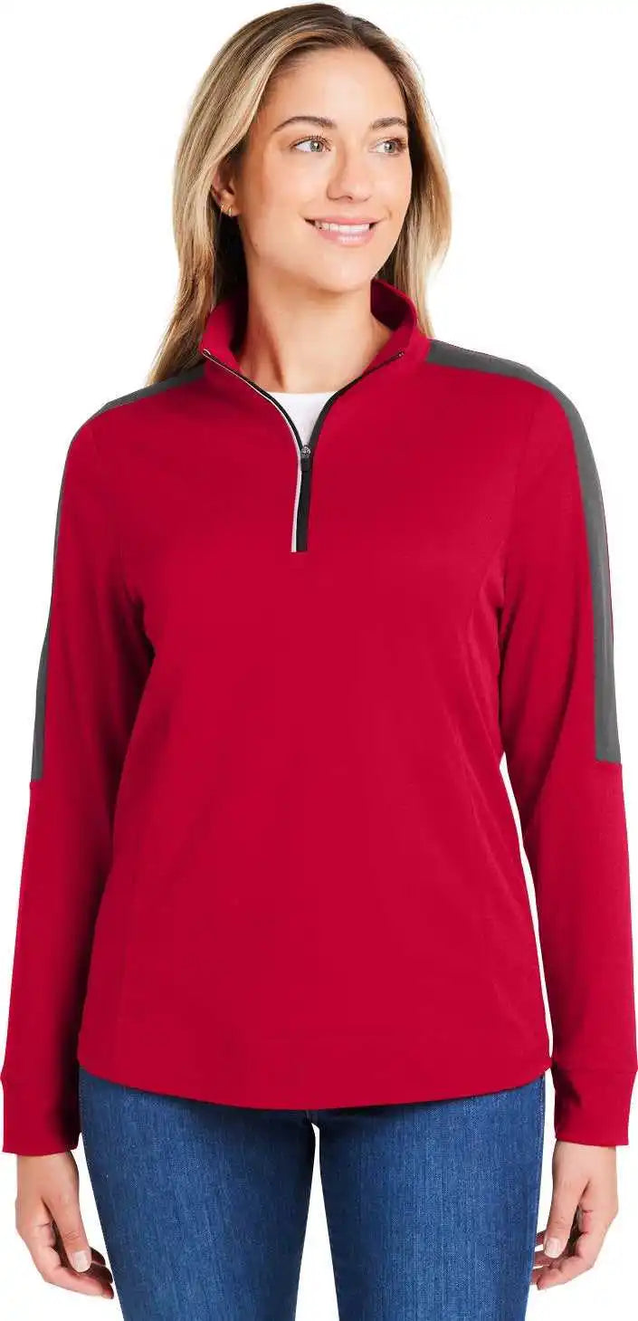 Core 365 Ce404w Ladies’ Market Snag Protect Mesh Colorblock Quarter-zip - Classc Red