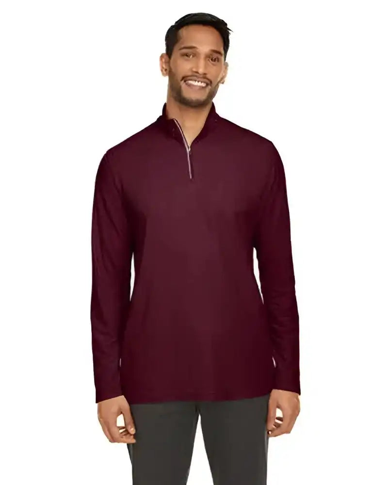 Core 365 Ce405 Men’s Fusion Chromasoft Pique Quarter Zip Burgundy