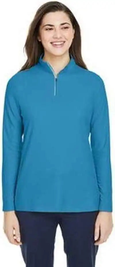 Core 365 Ce405w Ladies’ Fusion Chromasoft Pique Quarter-zip - Electric Blue