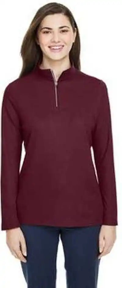 Core 365 Ce405w Ladies’ Fusion Chromasoft Pique Quarter-zip - Burgundy