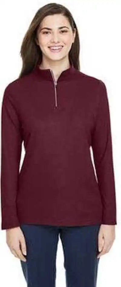 Core 365 Ce405w Ladies’ Fusion Chromasoft Pique Quarter-zip - Burgundy