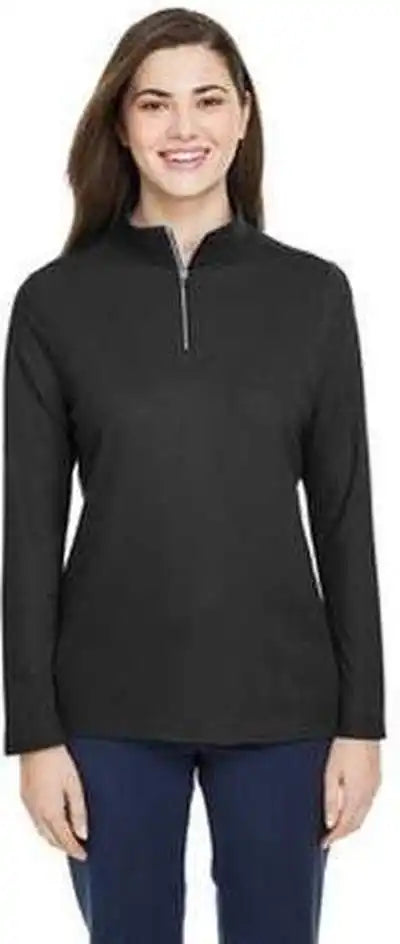 Core 365 Ce405w Ladies’ Fusion Chromasoft Pique Quarter Zip Black