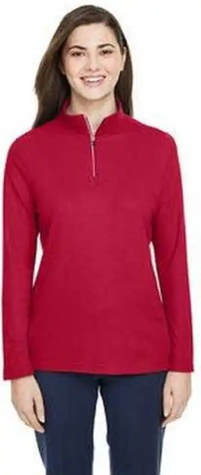 Core 365 Ce405w Ladies’ Fusion Chromasoft Pique Quarter-zip - Red