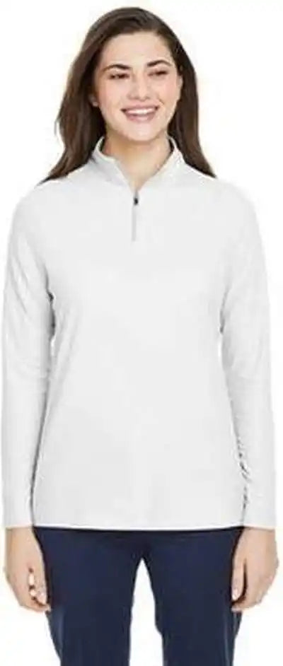 Core 365 Ce405w Ladies’ Fusion Chromasoft Pique Quarter-zip - White