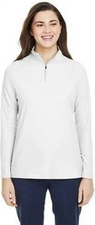 Core 365 Ce405w Ladies’ Fusion Chromasoft Pique Quarter-zip - White