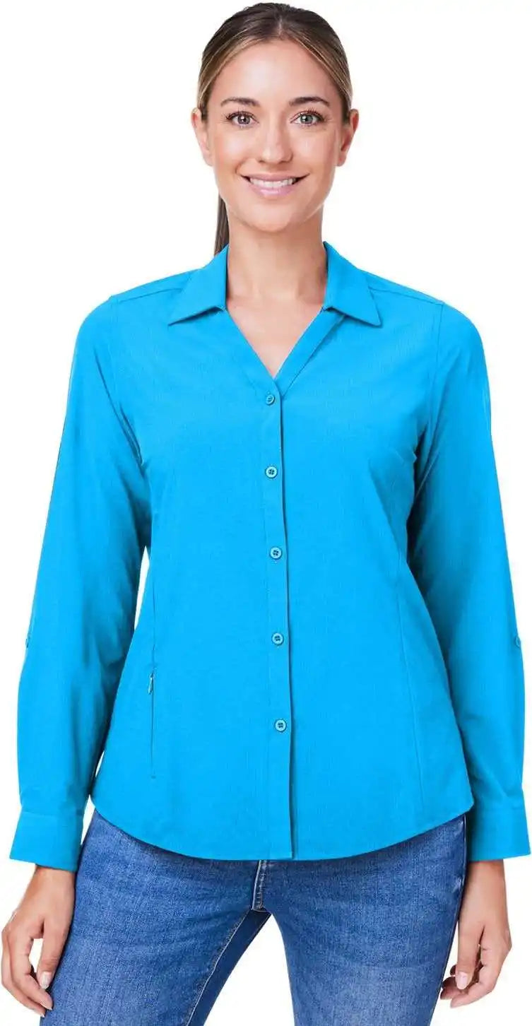 Core 365 Ce510lw Ladies’ Ultra Uvp Long Sleeve Marina Shirt Electric Blue