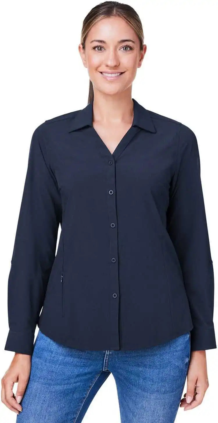 Core 365 Ce510lw Ladies’ Ultra Uvp Long Sleeve Marina Shirt Classic Navy