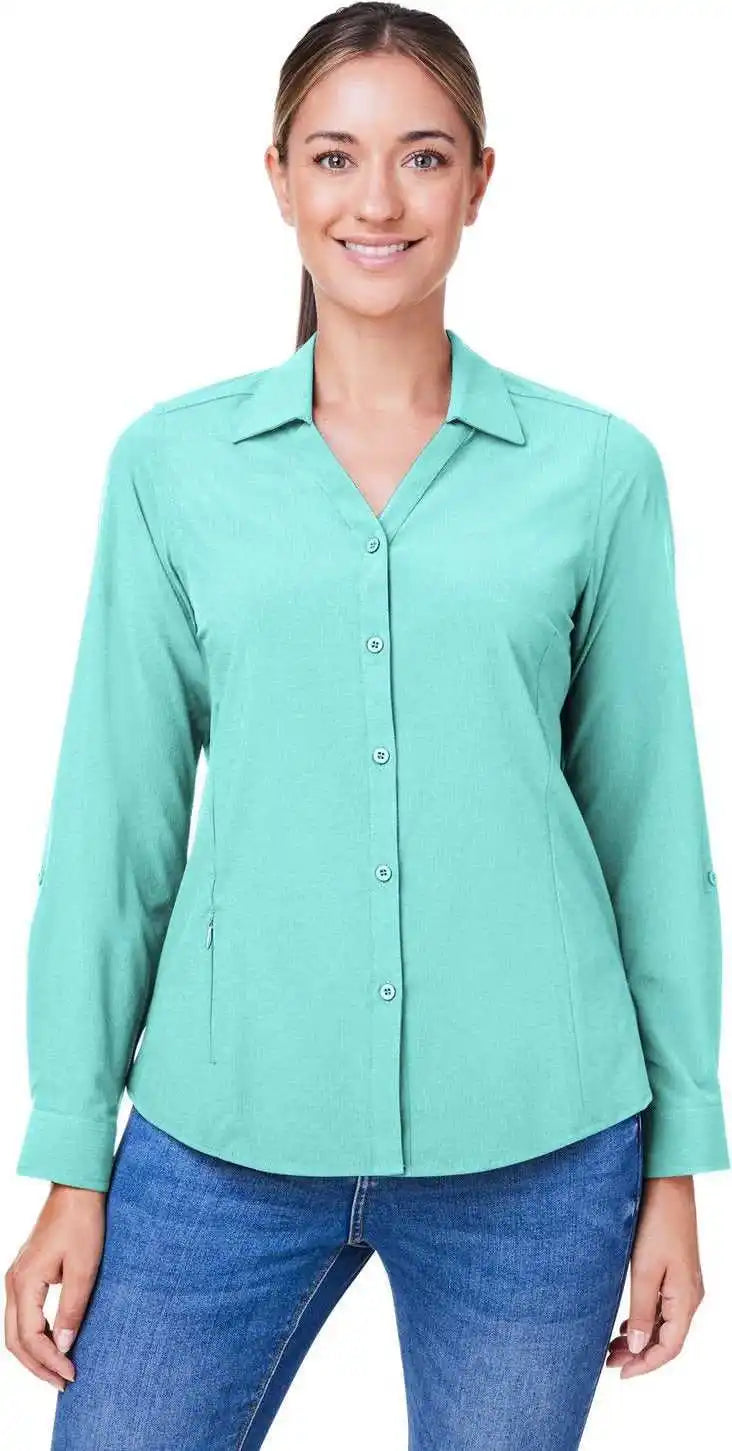 Core 365 Ce510lw Ladies’ Ultra Uvp Long-sleeve Marina Shirt - Sea Glass