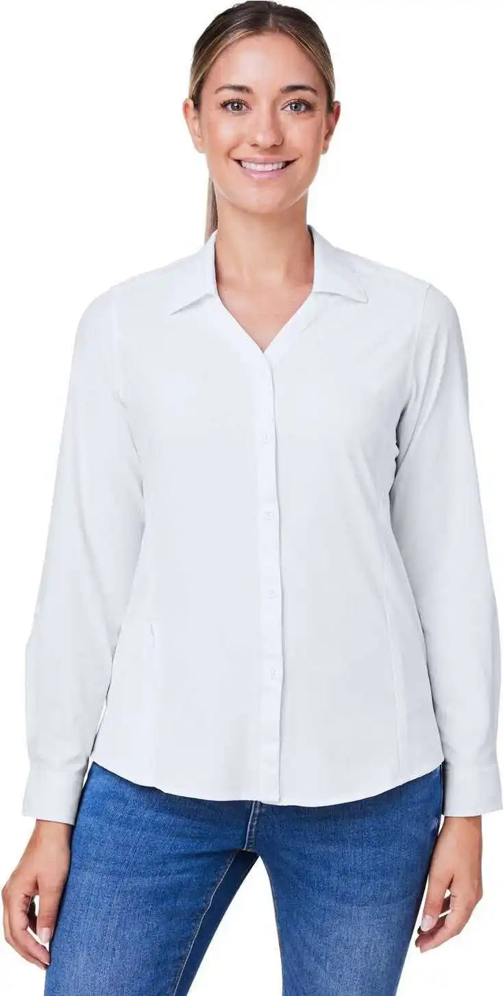 Core 365 Ce510lw Ladies’ Ultra Uvp Long Sleeve Marina Shirt White