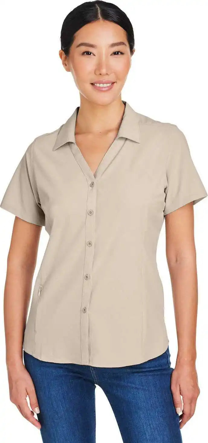 Core 365 Ce510w Ladies’ Ultra Uvp Marina Shirt Stone