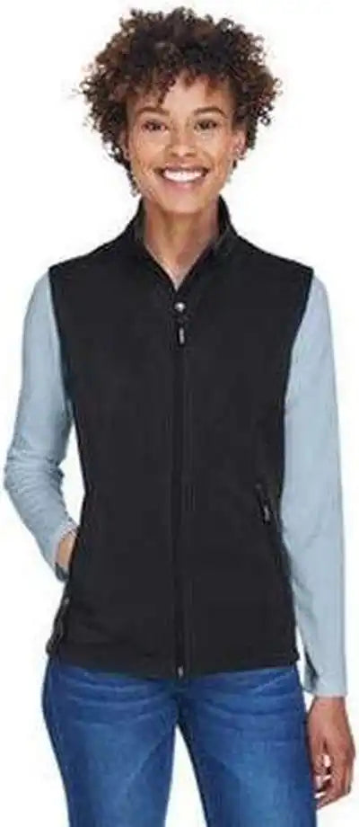 Core 365 Ce701w Ladies’ Cruise Two Layer Fleece Bonded Softshell Vest Black