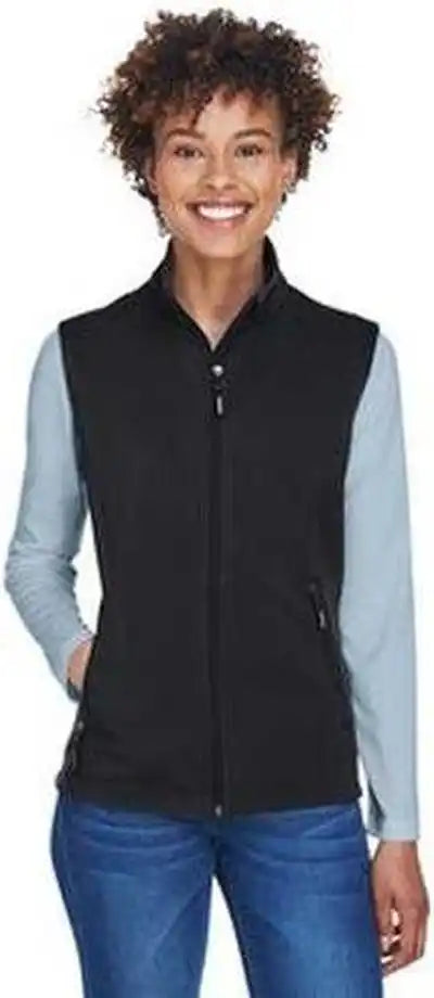 Core 365 Ce701w Ladies’ Cruise Two Layer Fleece Bonded Softshell Vest Black