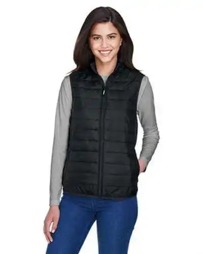 Core 365 Ce702w Ladies’ Prevail Packable Puffer Vest - Black