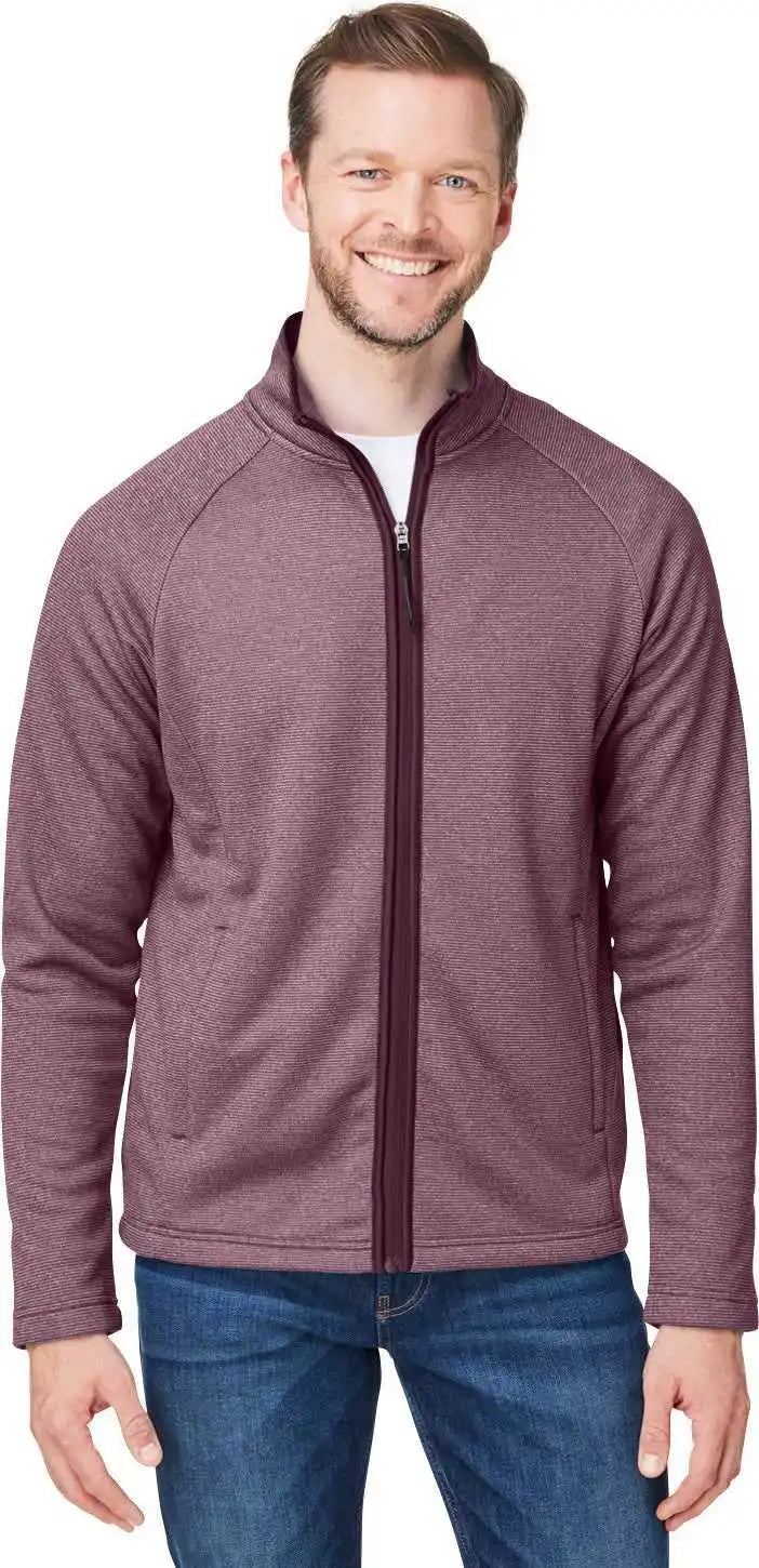 Core 365 Ce72 Men’s Venture Heathered Stripe Full-zip - Burgundy