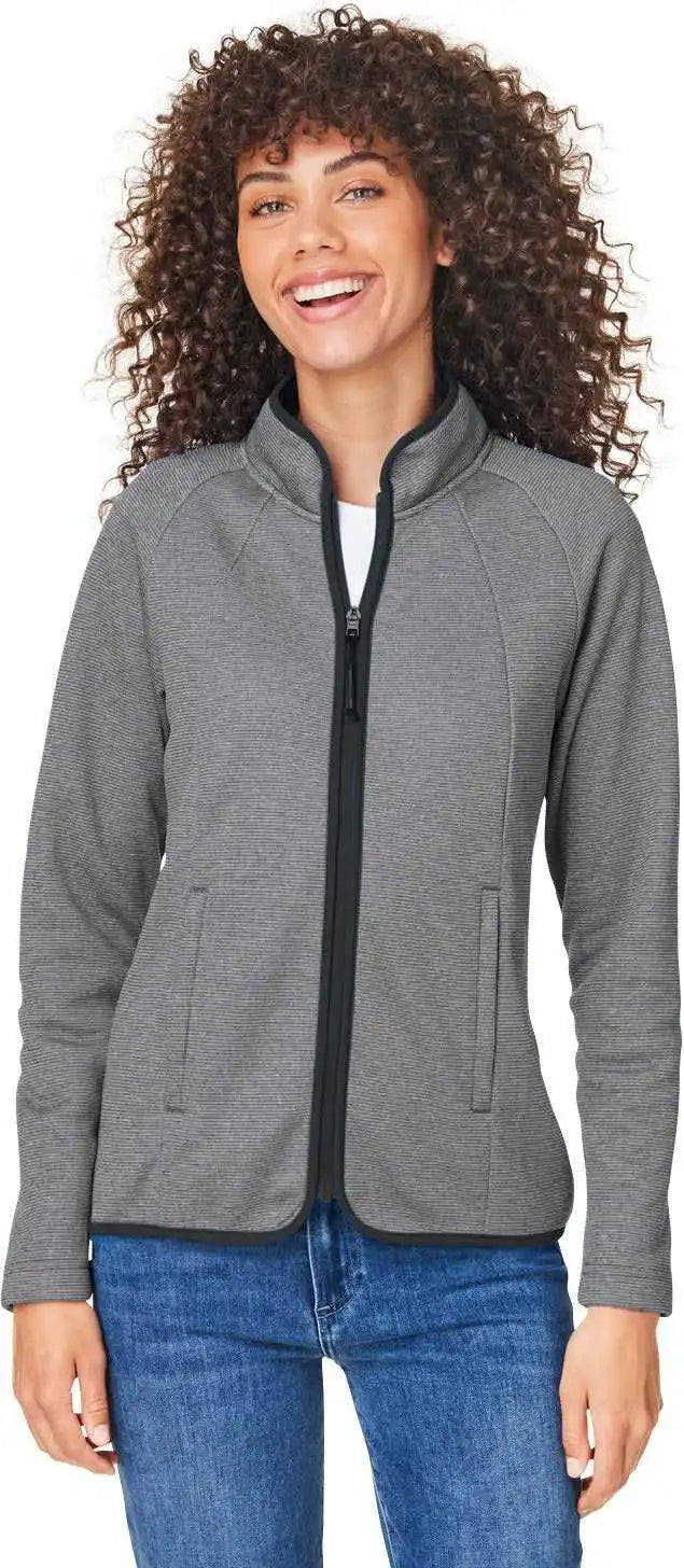Core 365 Ce72w Ladies’ Venture Heathered Stripe Full Zip Black