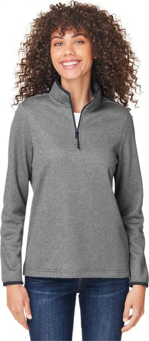 Core 365 Ce73w Ladies’ Venture Heathered Stripe Quarter-zip - Black