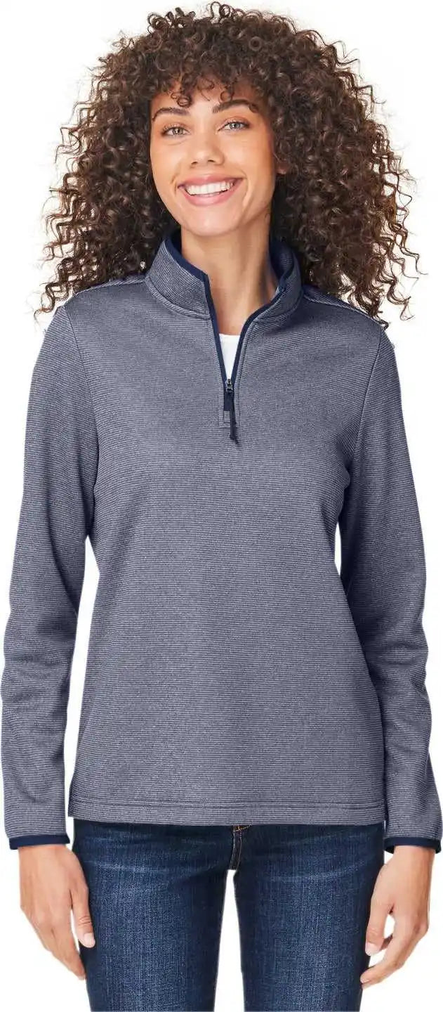 Core 365 Ce73w Ladies’ Venture Heathered Stripe Quarter-zip - Clsc Navy