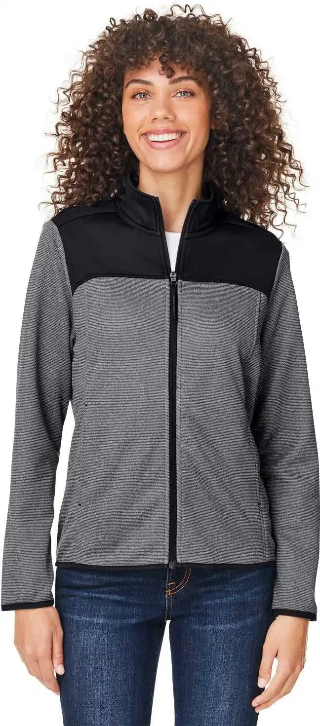 Core 365 Ce74w Ladies’ Venture Heathered Stripe Hybrid Jacket - Black