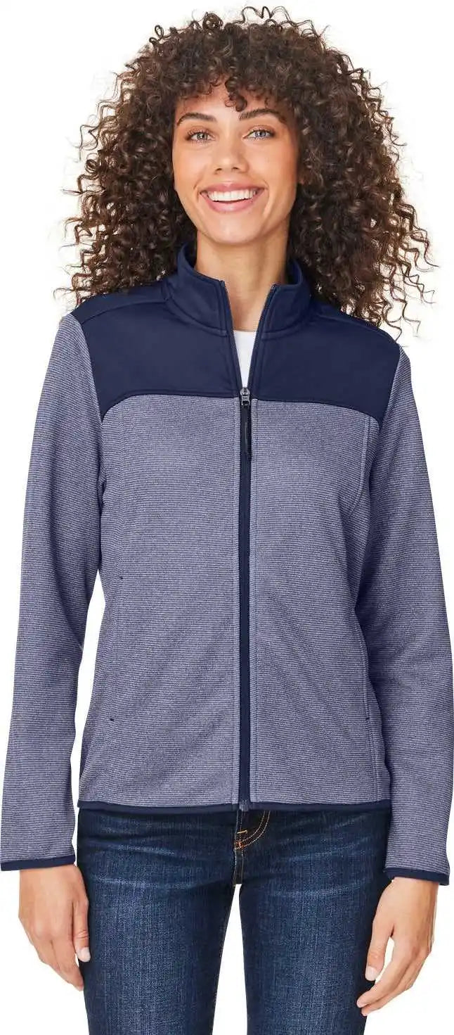 Core 365 Ce74w Ladies’ Venture Heathered Stripe Hybrid Jacket - Clsc Navy