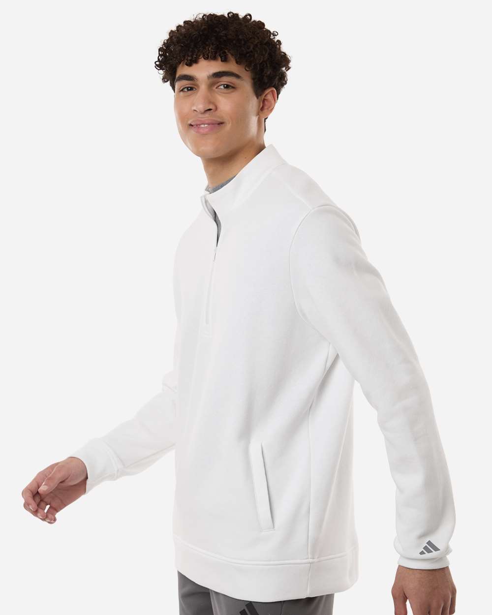 Core White Men's Elevated Fleece Quarter-Zip Pullover - A721 plain