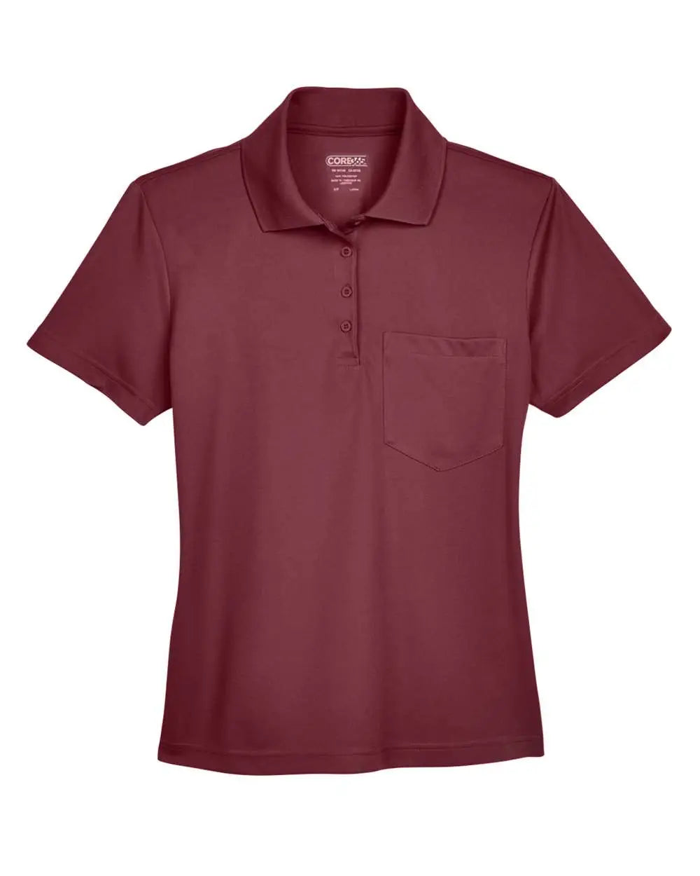 Core365 78181p Women’s Origin Performance Piquã Polo with Pocket - Burgundy