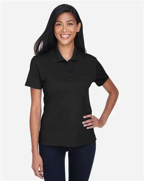 Core365 78181p Women’s Origin Performance Piqué Polo with Pocket - Black